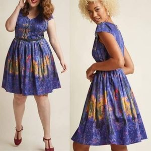 Modcloth Frondescence-fete-a-line dress thicket 3x